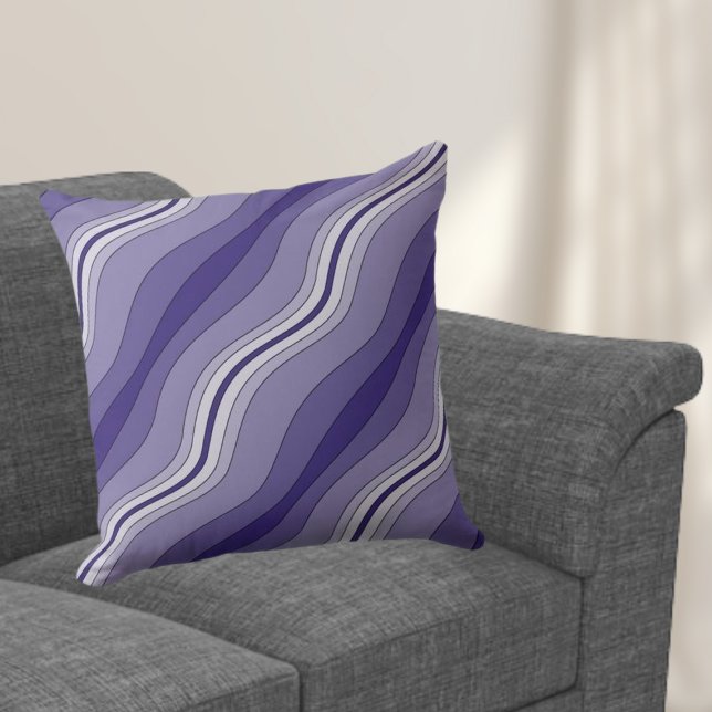 Elegant blauw gelaagd lijnen patroon kussen (Elegant Blue Layered Lines Pattern Throw Pillow)