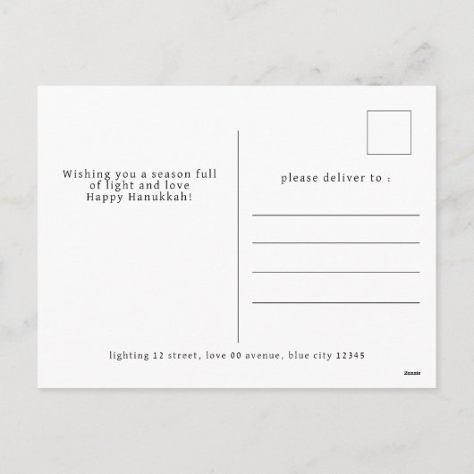 Elegant Blauw Gelukkig Chanoeka Familie 1 Foto Feestdagenkaart (Achterkant)