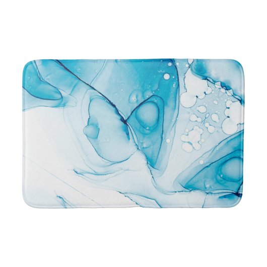 Elegant Blauw Gemarmerd Badmat (Voorkant)
