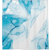 Elegant blauw gemarmerd douchegordijn (Voorkant)