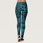 Elegant Blauw Geometrisch Abstract Tribal Pattern  Leggings (Achterkant)