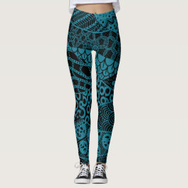 Elegant Blauw Geometrisch Abstract Tribal Pattern Leggings
