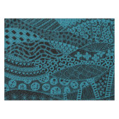 Elegant Blauw Geometrisch Abstract Tribal Pattern Tafelkleed (Voorkant (Horizontaal))