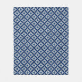 Elegant blauw geometrisch bloemenpatroon fleece deken (Voorkant)