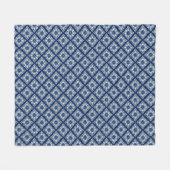 Elegant blauw geometrisch bloemenpatroon fleece deken (Voorkant (Horizontaal))