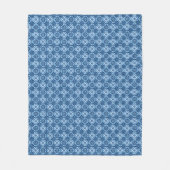 Elegant blauw geometrisch bloemenpatroon fleece deken (Voorkant)