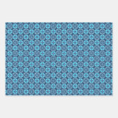 Elegant blauw geometrisch bloemenpatroon inpakpapier vel (Voorkant 3)