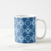 Elegant blauw geometrisch bloemenpatroon