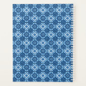 Elegant blauw geometrisch bloemenpatroon planner (Achterkant)