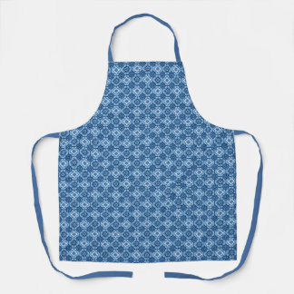 Elegant blauw geometrisch bloemenpatroon schort