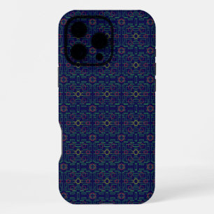 Elegant blauw geometrisch iPhone 16 pro max hoesje