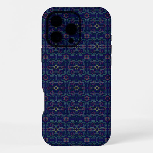 Elegant Blauw Geometrisch iPhone Hoesje (Achterkant)