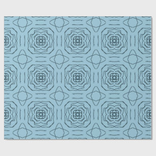 Elegant Blauw Geometrisch Lijn Kunst Naadloos Patr Cadeaupapier