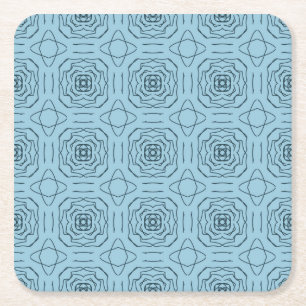 Elegant Blauw Geometrisch Lijn Kunst Naadloos Patr Kartonnen Onderzetters