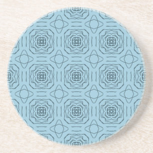 Elegant blauw geometrisch lijnkunst naadloos patro zandsteen onderzetter