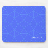 Elegant blauw geometrisch patroon met aangepaste n muismat (Voorkant)