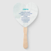 Elegant blauw gepersonaliseerd huwelijksprogramma handwaaier (Achterkant)