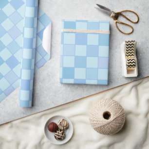 Elegant blauw geruit inpakpapier