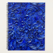 Elegant blauw geslepen leer planner (Voorkant)