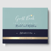 elegant blauw gestreepte trouwboekje gastenboek (Voorkant)