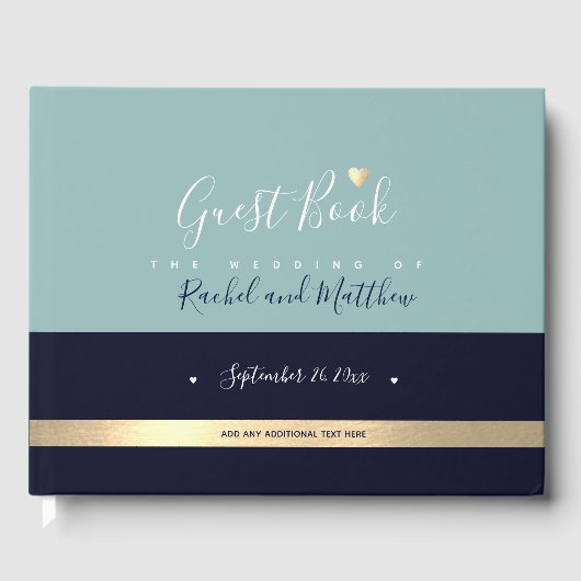 elegant blauw gestreepte trouwboekje gastenboek (Voorkant)