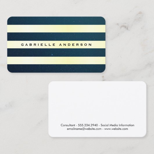 Elegant blauw gevlekt | Stripe patroon Visitekaartje (Voorkant / Achterkant)