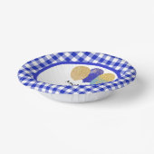 Elegant Blauw Gingham & Ballonnen 1e Verjaardag Papieren Kommen (Gebogen)