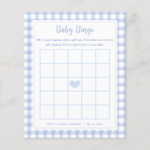 Elegant Blauw Gingham Boy Baby shower Bingogame