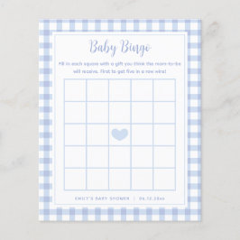 Elegant Blauw Gingham Boy Baby shower Bingogame