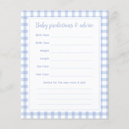 Elegant Blauw Gingham Boy Baby shower Guessing spe