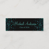 Elegant Blauw Glitter Afstuderen Naam Kaart Contactkaartje (Voorkant)