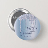 Elegant blauw glitter druppelt moeder van bruin ronde button 5,7 cm (Voorkant /achterkant)