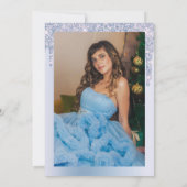 Elegant blauw glitter druppelt zestien zoete kaart (Achterkant)