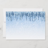 Elegant blauw glitter druppelt zestien zoete kaart (Achterkant)