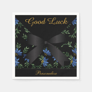 *Elegant Blauw Glitter Floral Servetten