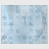Elegant blauw glitter marble snewflawflakes kerst cadeaupapier (Vlak)
