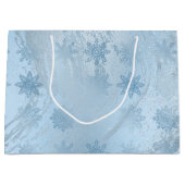 Elegant blauw glitter marble snewflawflakes kerst groot cadeauzakje (Voorkant)