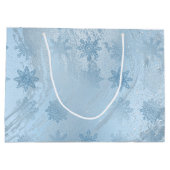Elegant blauw glitter marble snewflawflakes kerst groot cadeauzakje (Achterkant)