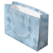 Elegant blauw glitter marble snewflawflakes kerst groot cadeauzakje (Achterkant Gekanteld)