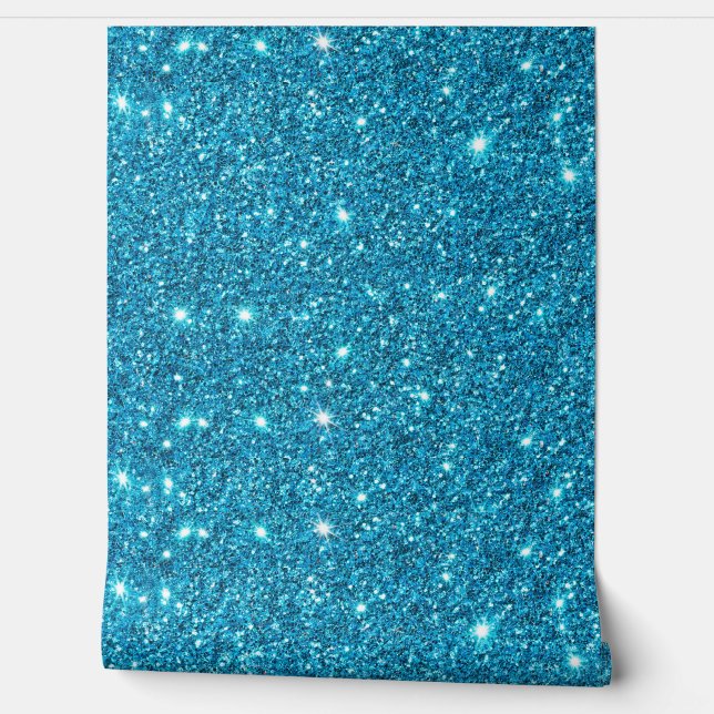 Elegant Blauw Glitter Sparkle Patroon Behang (Afrollen)
