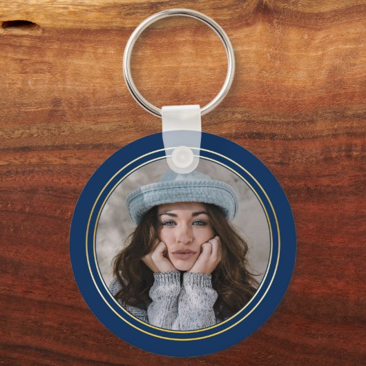 Elegant blauw | Goud 2024 Afstuderen Pet Afstudere Sleutelhanger (Achterkant)