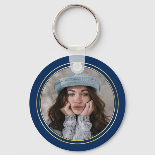 Elegant blauw | Goud 2024 Afstuderen Pet Afstudere Sleutelhanger (Achterkant)