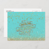 Elegant Blauw Goud 30e Verjaardag Save the Date Aankondigingskaart (Voorkant / Achterkant)