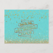 Elegant Blauw Goud 30e Verjaardag Save the Date Aankondigingskaart (Voorkant)