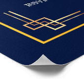Elegant Blauw Goud 65e Verjaardagsfeest Poster (Hoek)