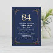 Elegant Blauw Goud 84ste Verjaardagsfeest Kaart (Staand voorkant)
