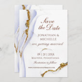 Elegant Blauw Goud Abstract Inspirerend Bruiloft Save The Date (Voorkant / Achterkant)