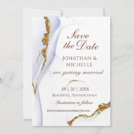 Elegant Blauw Goud Abstract Inspirerend Bruiloft Save The Date