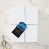 Elegant Blauw Goud Abstract Marmer Design Cadeaulabel (Met Touw)