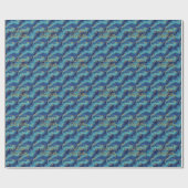 Elegant Blauw Goud Abstract Marmer Design Cadeaupapier (Vlak)